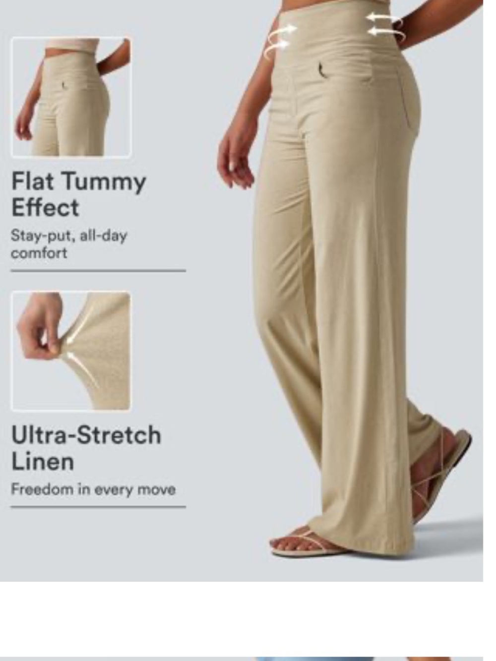 HALARA Ultra-Stretch Wide Leg Pants in Beige